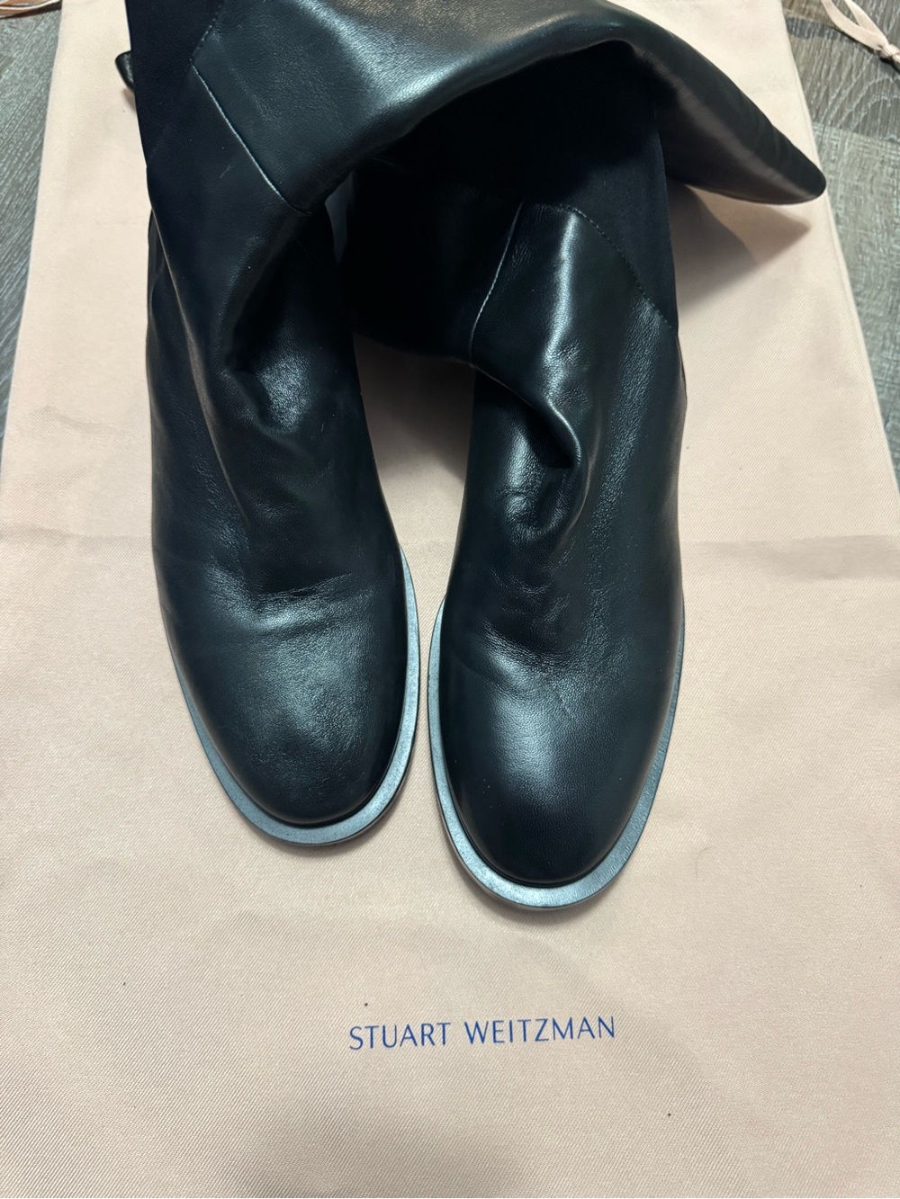 Stuart Weitzman Black Leather Over-the-Knee Lug Sole Boots - Picture 5 of 6